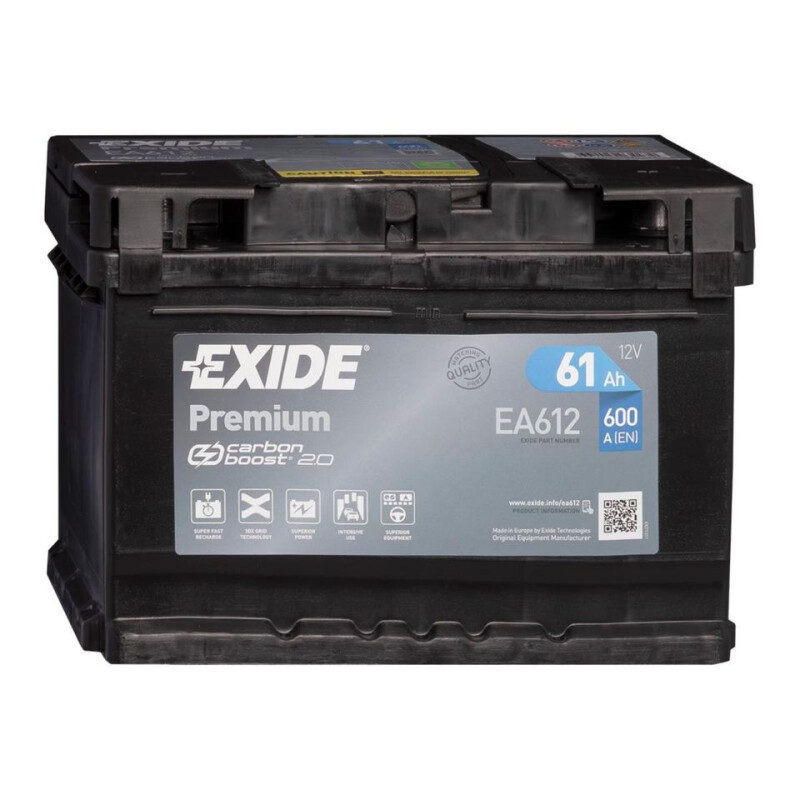 Exide EA612 Premium Carbon Boost Starterbatterie 12V / 61Ah / 600A, 60,95 €