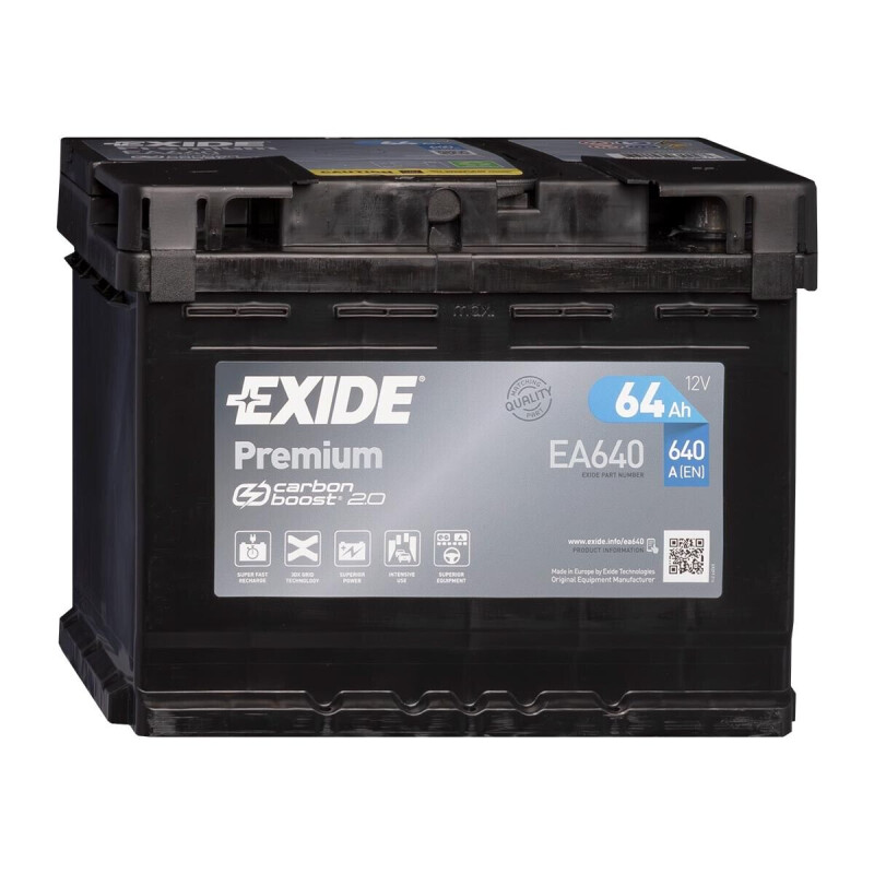 Exide EA640 Premium Carbon Boost Starterbatterie 12V / 64Ah / 640A, 79,99 €